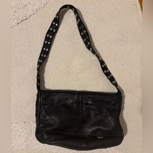 Vintage Black Leather studded Shoulder Bag